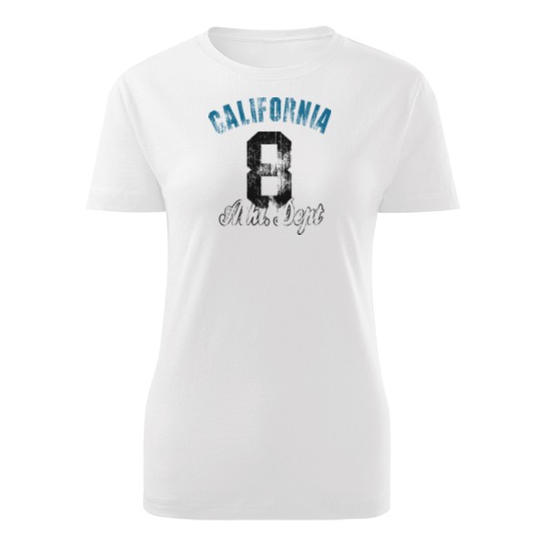 Tričko s potiskem California 8 s jednoduchým textovým potiskem