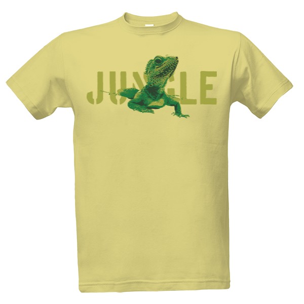 Tričko s potiskem Jungle se zeleným leguánem