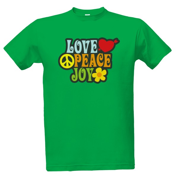 Tričko s potlačou Láska Mír Radost s cool potiskem z dob květinových dětí