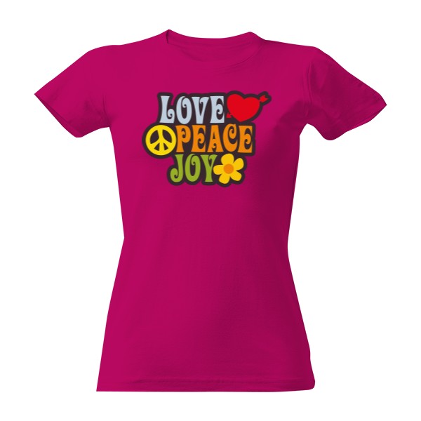 Tričko s potlačou Láska Mír Radost s cool potiskem z dob květinových dětí