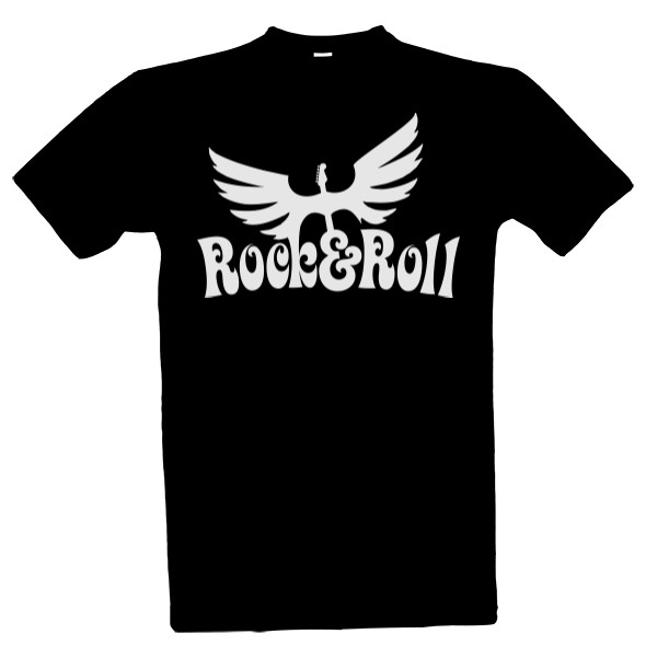 Tričko s potiskem Okřídlená kytara s nápisem Rock and Roll