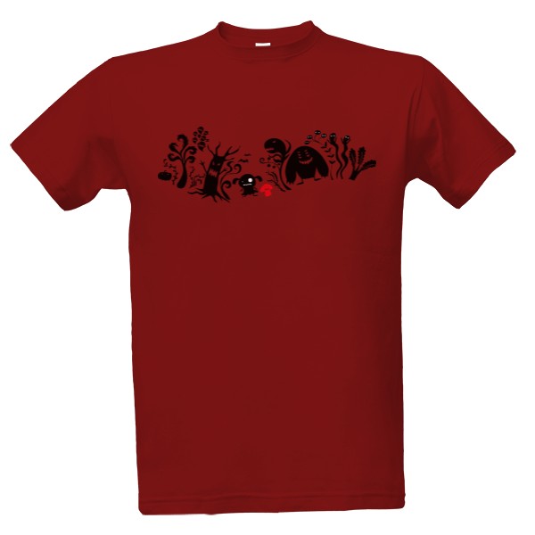 Tričko s potiskem Tajemný les s červenou houbou