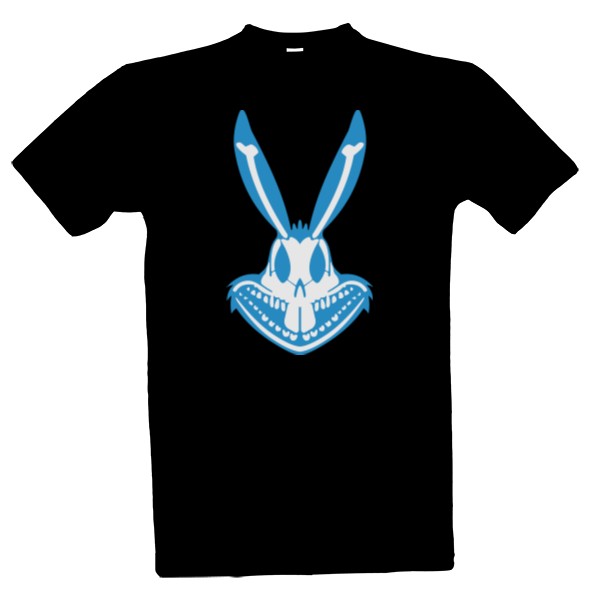 Tričko s potlačou X-ray s modrým potiskem králika s kostmi v uších